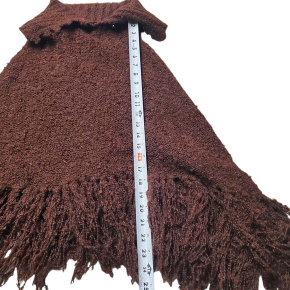 Brown Y2k Knit Button Detail Poncho - One Size - Picture 5 of 5